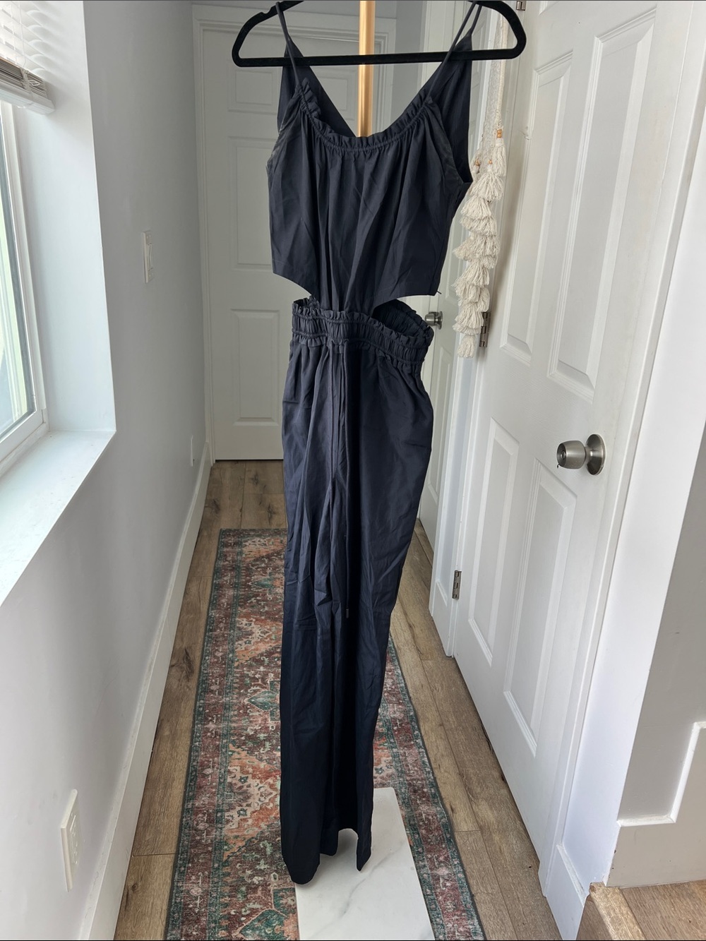 3.1 Phillip Lim Silk Cotton Sleeveless Modern Cutout Wide Leg Jumpsuit Black 00 - Picture 4 of 10